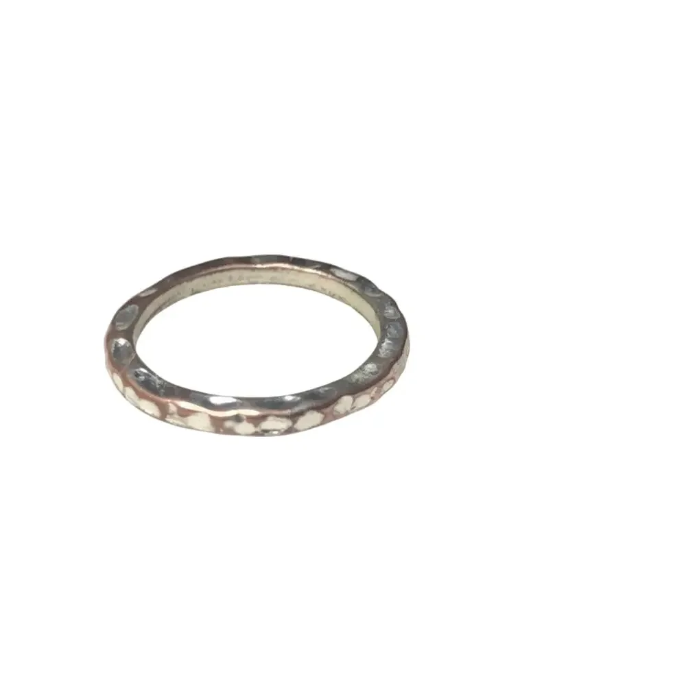 🍭6/$30 Hammered thin silver tone metal ring - size 5 1/4